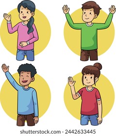 human gesture waving hand illustration part 2