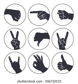 Human Gestures Icons People Hand Signs Stock Vector (Royalty Free ...