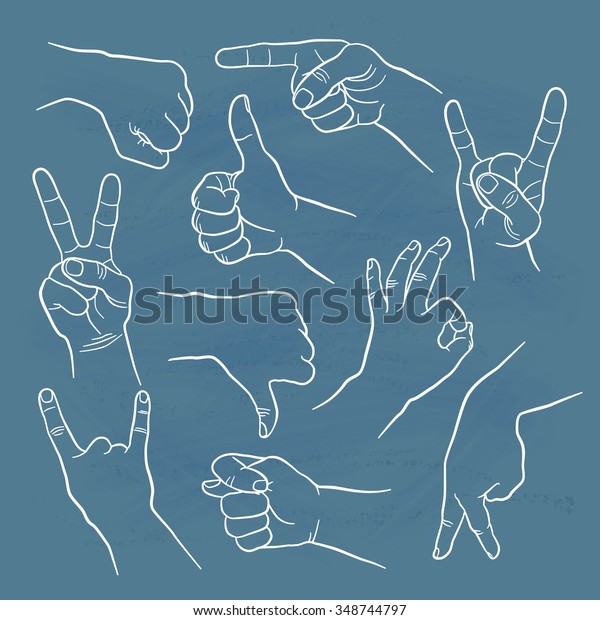 Human Gestures Icons People Hand Signs Stock Vector Royalty Free 348744797