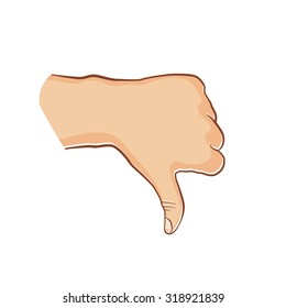 Human gesture.Thumbs down sign. Man hand isolated on white background. 