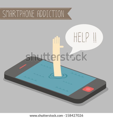human get drowned in concept smartphone addiction