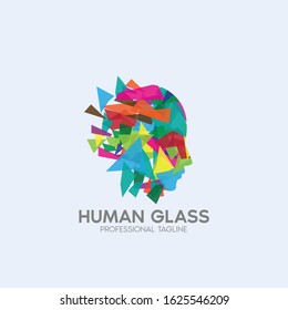 human glass vector logo design template