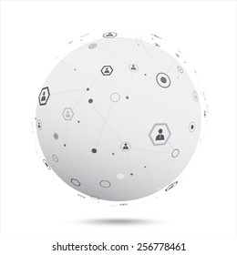 Human globe connections network design, vector illustration