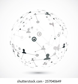 Human Globe Connections Network Design, Vector Illustration