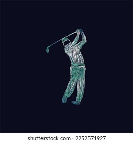 Human Golf Stick artwork design, Logo Vector Design. Abstract, designs concept, logos, logotype element for template.