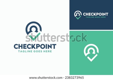 Human with GPS Pin Map and Check Mark for People Identify Location Verification Validation Access Logo Design