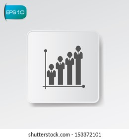 Human graph symbol on white button,vector