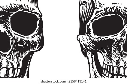 Human graphical skulls, stylish cover for banner,printing,design . Space for text,paleontology