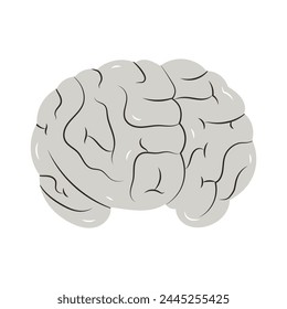 Human gray brain. Internal organ, anatomy. Vector cartoon flat icon illustration isolated on white background. Vector stock illustration. 
