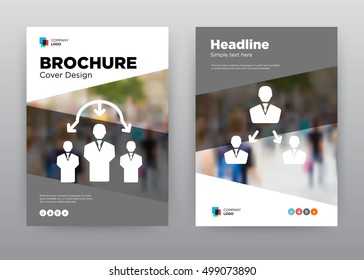 Human Gray Employee Brown Team Building Minimalist Trend Business Corporate annual report brochure flyer design template stock vector, Leaflet abstract flat background, layout A4 size, EPS, 2016