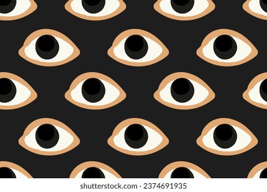 Human gray eyes. BODY, FACE, BEAUTY, ANATHOMY.  Watch, look, see explore. Seamless vector pattern for design and decoration.