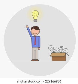 Human with a great idea. Vector image