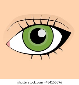 Human green eye in cartoon style
