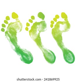 human green footprint set on white
