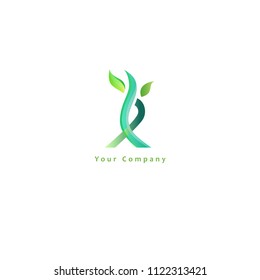 Human green leaf logo can be used for green society or health section or and nature organic