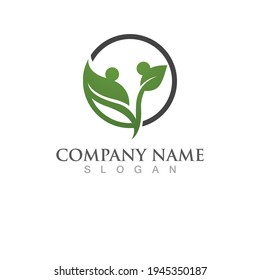 Human green leaf logo sign illustration vector design