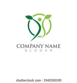 Human green leaf logo sign, vector illustration design
