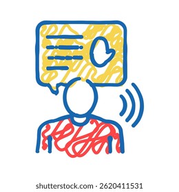 menschliche Begrüßungssprache doodle Symbol Skizze Vektor. menschliches Grußwortzeichen. einzelne Symbolgrafik