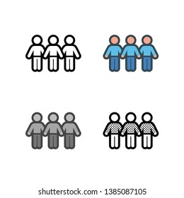 Human Group Icon in Different Color and Style