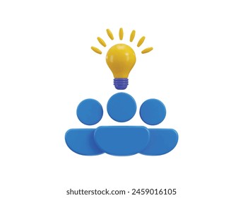 human group on creative idea concept icon 3d render vector icon illustration