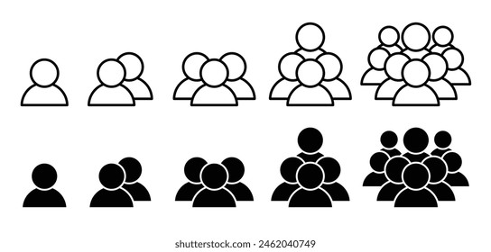 Human group vector icon set. business employee staff pictogram. team members avatar vector icon. crowd, community, club, crew, or squad, symbol.