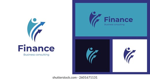 human growing up with arrow logo icon design for business financial, marketing logo template