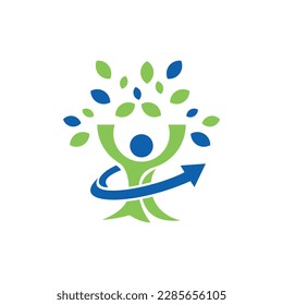 Human growth tree leaf nature modern logo