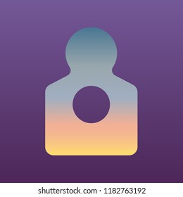 Human gun target icon. Vector. Evening gradient icon at violet background.