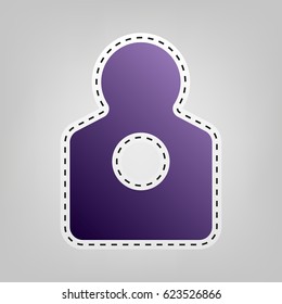 Human gun target icon. Vector. Violet icon with outline for cutting out at gray background.