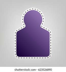 Human gun target icon. Vector. Violet icon with outline for cutting out at gray background.