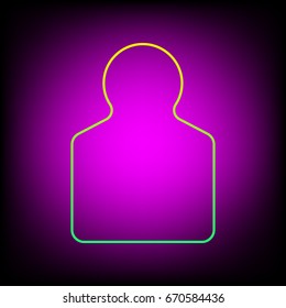 Human gun target icon. Vector. Yellow-green gradient linear icon on magenta light as background
