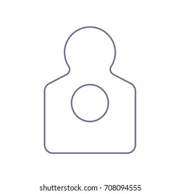Human gun target icon. Vector. Violet linear icon on white background. Isolated.