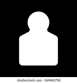 Human gun target icon. White icon on black background.