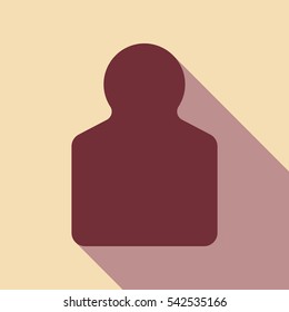 Human gun target icon. Wine color icon with rosy brown flat style shadow path on wheat background.