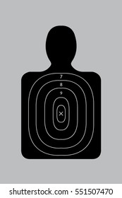A Human gun target on grey background