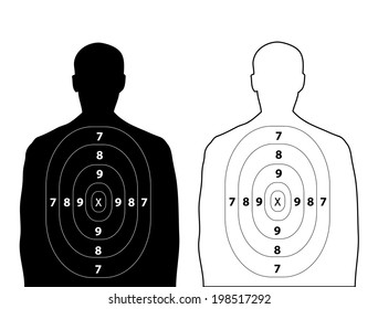 Human Gun Target On White Background