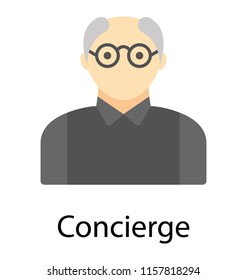 Human with half bald head, icon for concierge 