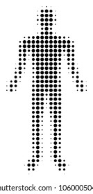 Human halftone vector icon. Illustration style is dotted iconic Human icon symbol on a white background. Halftone pattern is circle elements.