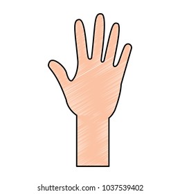 human hand arm open raised vector illustration drawing color design