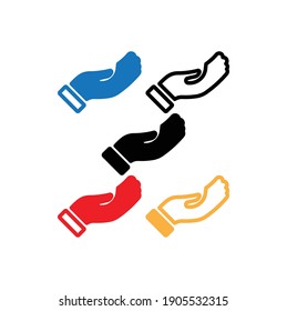 Human hand in a begging, support gesture. Vector art icon