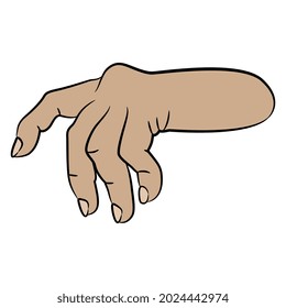 Human Hand With Bent Fingers. Pointing Index Finger. Holding Gesture. Cartoon Style.