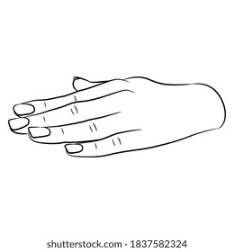 Human hand. Black and white linear silhouette.