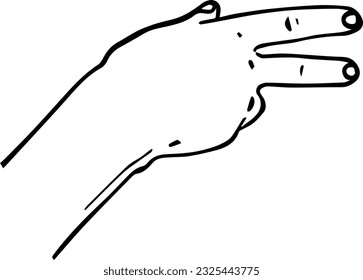 Human hand body part doodle linear cartoon coloring book