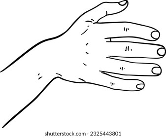 Human hand body part doodle linear cartoon coloring book