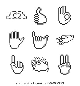 arte de pixel de pacote de mão humana