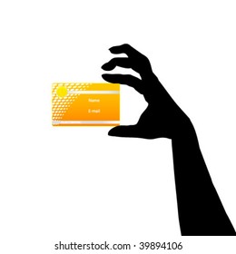 human hand with card