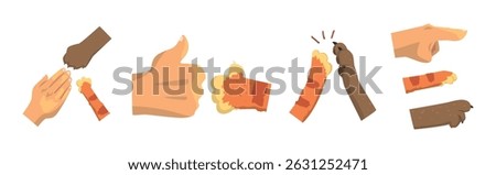 Human Hand and Cat or Dog Claw Paw Vector Set
