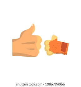 Human hand and cat paw showing thumbs up geadture, friends forever, training, veterinary care concept vector Illustration on a white background