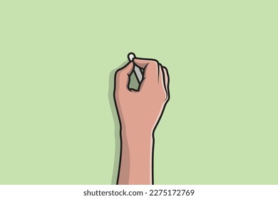 Human Hand with Chalk vector illustration. People hand objects icon concept. Hand holding white chalk and starting to write something.