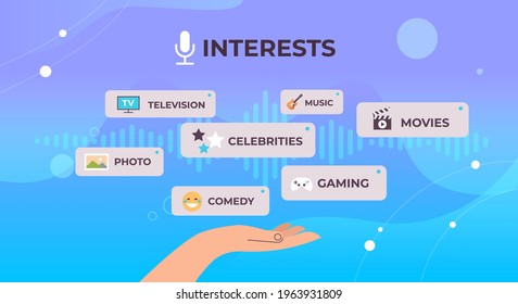 human hand choosing apps voice conversation audio social network communication voice recognition